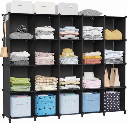 HOMIDEC 20 Black Cube Storage Organizer, Modular Storage Shelf by DecorateYourHome