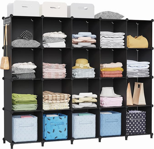 HOMIDEC 20 Black Cube Storage Organizer, Modular Storage Shelf by DecorateYourHome