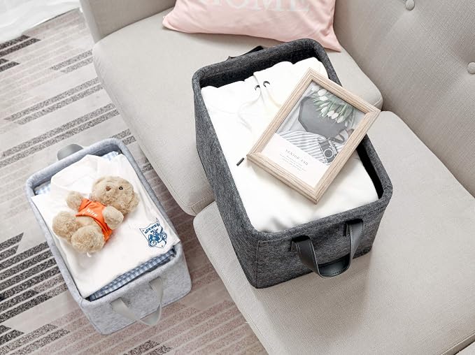 Collapsible Storage Bins Foldable Felt Fabric Storage Basket Organizer Boxes - Image 6