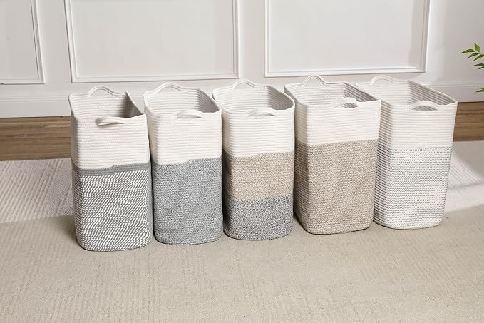 Tall Laundry Basket With Handles, Woven Cotton Rope Big Laundry Hamper Sorters - Image 7