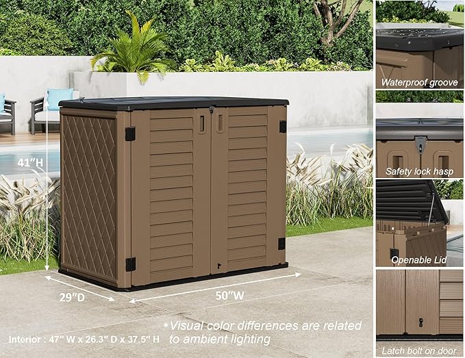 ZZM 4x2.5 FT Outdoor Storage Shed, Resin Waterproof Storage Cabinet - Image 4