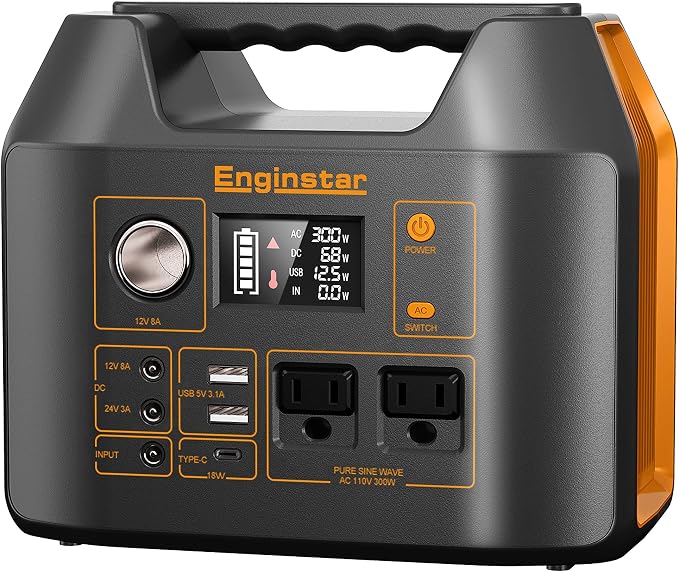 Portable Power Station EnginStar 300W Solar Generator 110V 296Wh Power Bank Two by ENGINSTAR