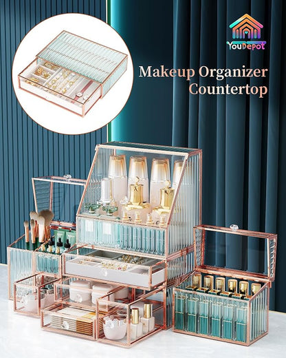 Large Makeup Organizer, Glass Cosmetic Storage - Image 2
