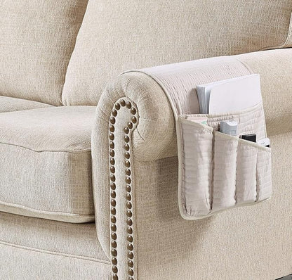Brilliant Sunshine Premium Beige Sofa Armrest 5 Pockets Organizer, Couch - Image 6