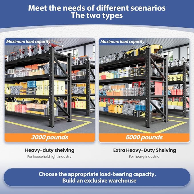 3000LBS Storage Shelves, Adjustable Industrial Shelving, 4 Tier Metal Shelving - Image 5