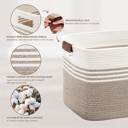 45L Small Laundry Basket with Leather Handles - Image 5