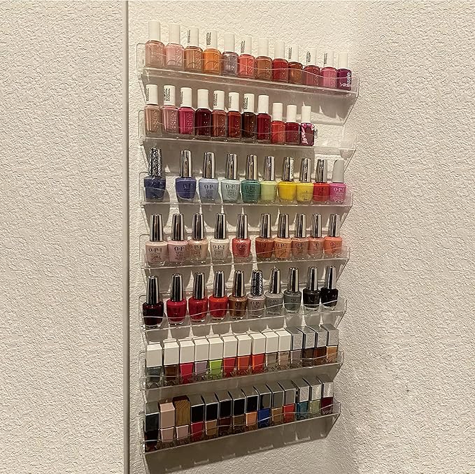 YMVV Clear Acrylic Nail Polish Rack Wall Mounted Shelf, 6 Pack Organizer - Image 5
