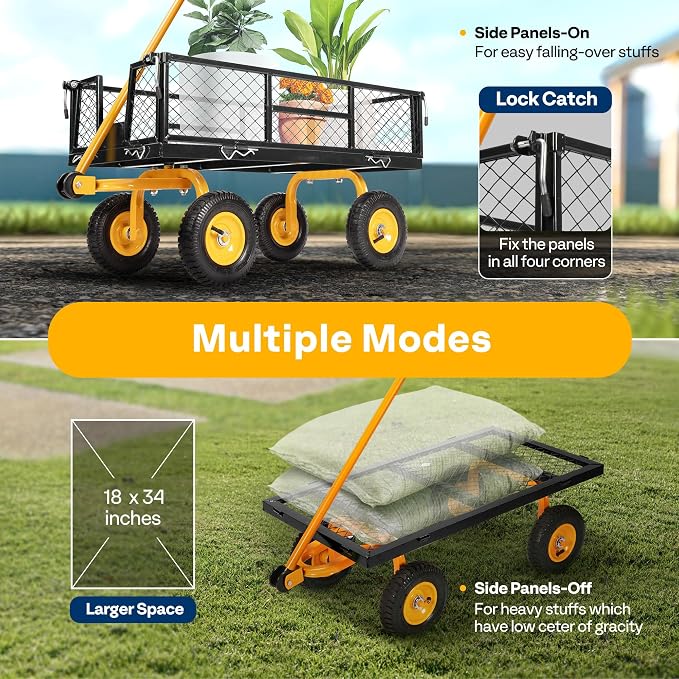 VIVOHOME Heavy Duty 550 Lbs Capacity Mesh Steel Garden Cart Folding Utility - Image 3