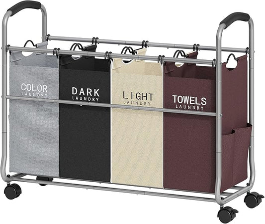 Tajsoon Laundry Sorter 4 Sections, Laundry Separator Hamper by Tajsoon
