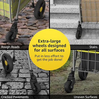 Shopping Cart w/Waterproof Basket Liner & 360° Swivel Wheels | Foldable - Image 5