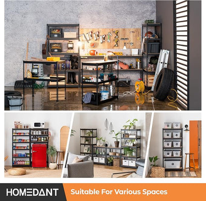 HOMEDANT 5 Tier Storage Shelves Adjustable Laminated Boltless Garage Metal - Image 8