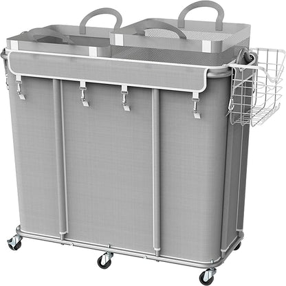 Simple Houseware Extra Large 2 Section Rolling Laundry Cart 265 Liter – Heavy by SimpleHouseware