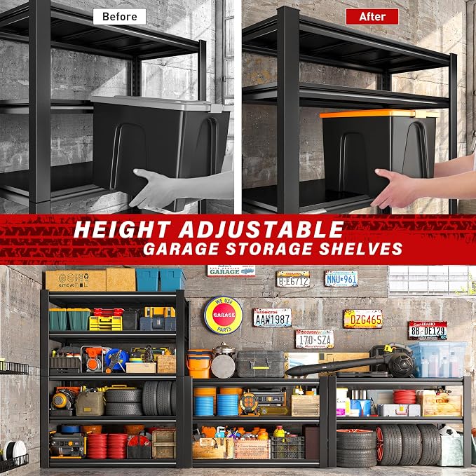 REIBII 40" W Garage Shelving, Heavy Duty Storage Shelves Load 2500LBS, 5-Tier - Image 5