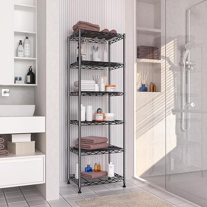 GIOTORENT 6-Tier Storage Shelves Standing Shelving Metal Units, Adjustable - Image 4