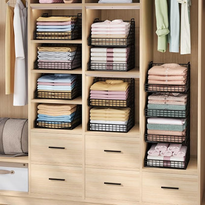 4-Pack Stackable Wire Baskets for Closet Organizers and Storage, Open Storage - Image 3
