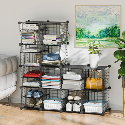 Wire Cube Storage Organizer, 12 Cubes Converted into 14 Cubes, Sturdy Metal - Image 2