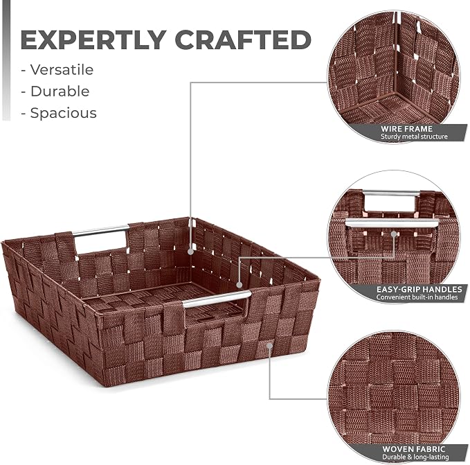 Sorbus Set of 9 Woven Storage Baskets – Mesh Hand-Woven Baskets - Image 2