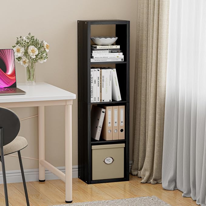Cube Storage Organizer Bookcase, Small 4 Tier 11 inch Open Back Cubical Shelf - Image 2