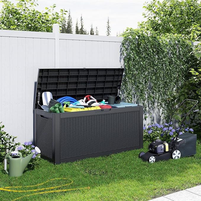 120 Gallon Outdoor Deck Box, Storage Lockable Waterproof Patio Furniture - Image 3