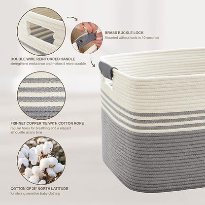 45L Small Laundry Basket with Leather Handles - Image 5