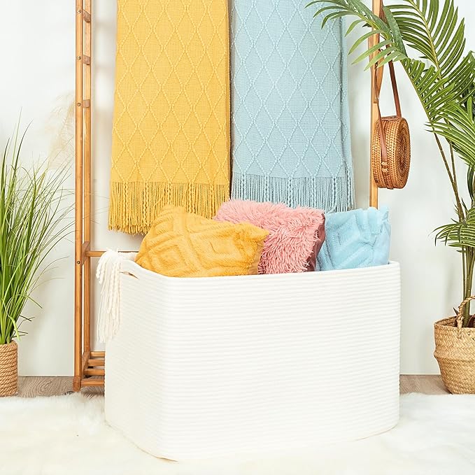 MINTWOOD Design 112L Extra Large Blanket Basket Holder Living Room, Dog Toy - Image 2
