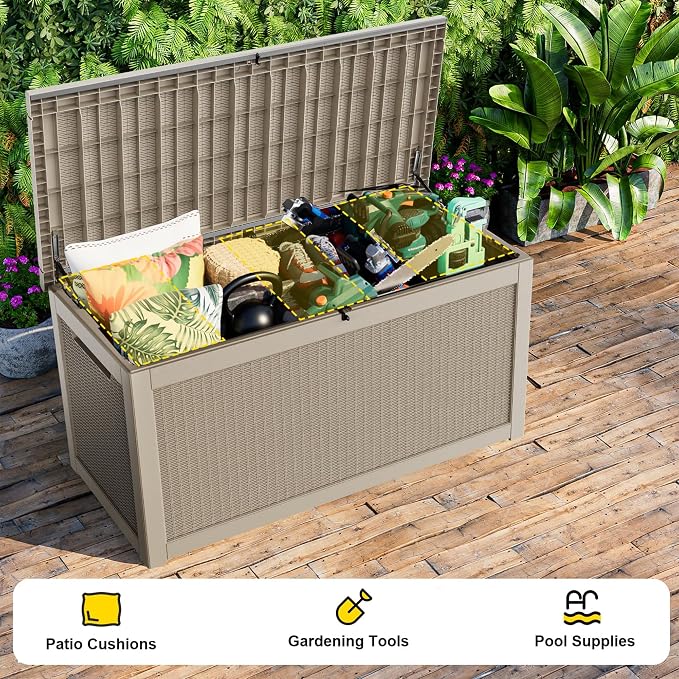 320 Gallon Waterproof Outdoor Storage Box, UV Resistant Resin Deck Box - Image 6