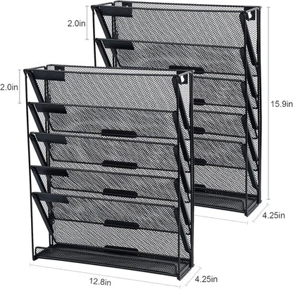 samstar 2 Pack Wall File Organizer, 6-Tier Wall Mount Paper Holder Vertical - Image 2