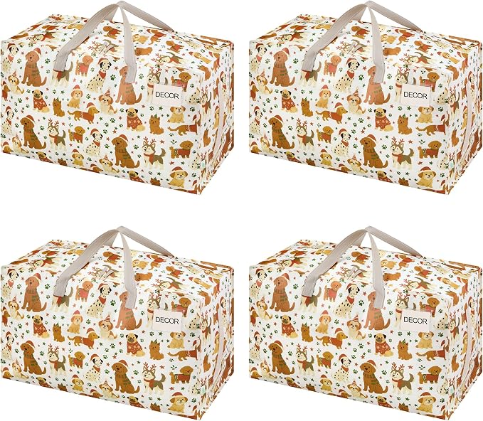 VENO 4 Pack Moving Bags and Large Christmas Decoration Storage Bins by Veno