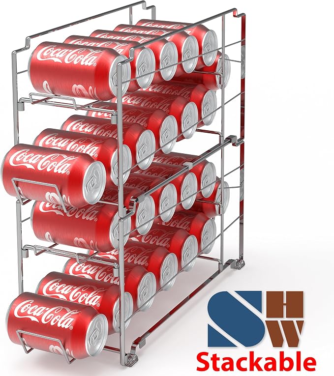 Simple Houseware Stackable Front Loading Beverage Can Dispenser Rack, Chrome - Image 2