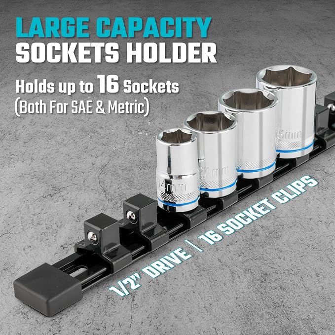 DURATECH Socket Organizer, 1/2-Inch Aluminum Alloy Socket Holder, Heavy Duty - Image 5