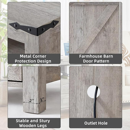 Nightstand with Charging Station and USB Port, Farmhouse Night Stand with 2 - Image 8