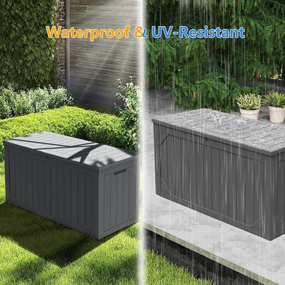 100 Gallon Resin Deck Box, Waterproof Outdoor Storage Box - Image 4