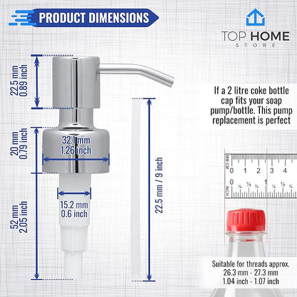 Stainless Steel Soap and Lotion Dispenser Pumps, Replacement - Image 2