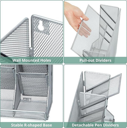 File Organizer Wall Mounted 4 Tiers Durable Adjustable Metal Vertical Hanging - Image 3
