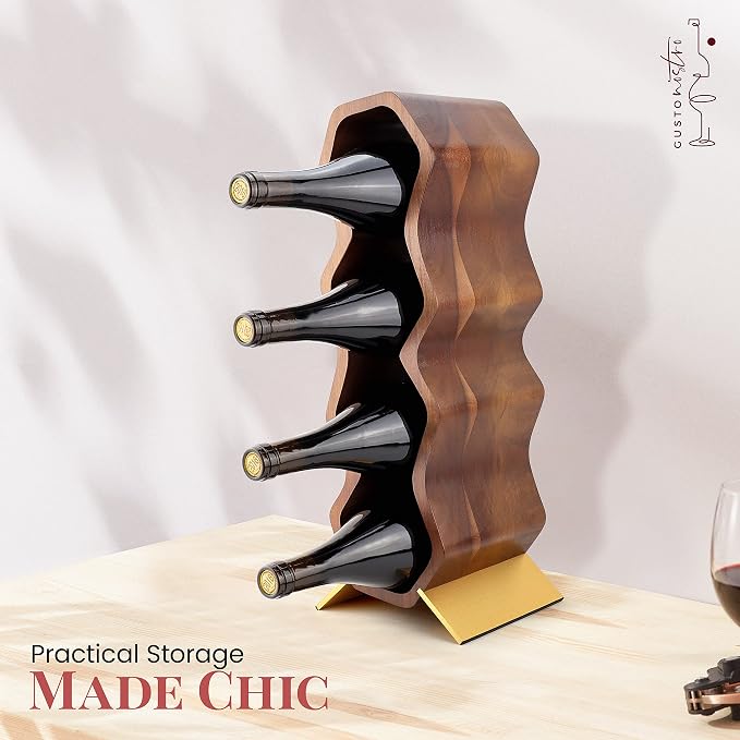 Gusto Nostro Wood Wine Rack, 7 Bottle, 2 Tier Wooden Countertop Free Standing - Image 4