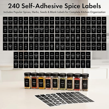 Square Spice Jars with Black Bamboo Wooden Lid Spice Jars with Shaker Insert - Image 6