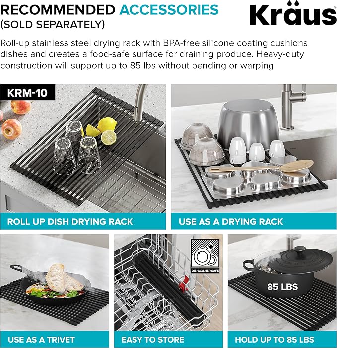 KRAUS Dex 32-inch Undermount 16 Gauge Stainless Steel Single Bowl Kitchen Sink - Image 11