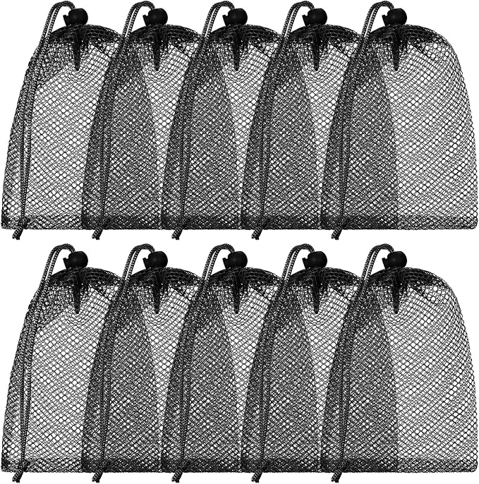 TecUnite 10 Pcs Mesh Bags Drawstring Laundry Bags Large Nylon Mesh Gift by TecUnite