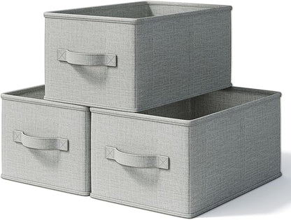 3 Pack Fabric Storage Bins for Shelves | 11.5x8.75x6.5in Closet Storage Baskets by LaySpace-YourRoomOrganizer