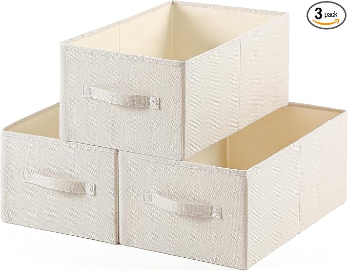 Linen Folding Storage Bins, 3 Pack Large Storage Baskets, Clothing Storage Bins by Unknown