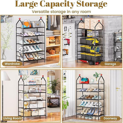 Shoe Rack, 5-Tier Shoe Organizer, Metal Storage Shelf, Shoe Rack - Image 4