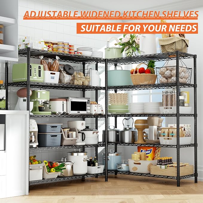 Storage Shelves Heavy Duty, 5-Tier Adjustable Metal Utility Shelf, Wire Shelf - Image 5