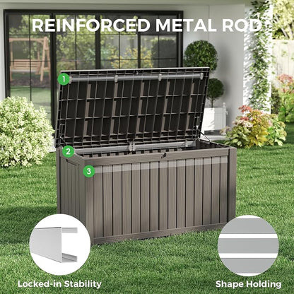 150 Gallon Resin Deck Box, Large Indoor and Outdoor Storage Box, Weatherproof - Image 4