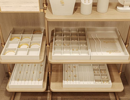 24 Grids Necklace Display Tray, Stackable Jewelry Organizer Trays, Microfiber - Image 6