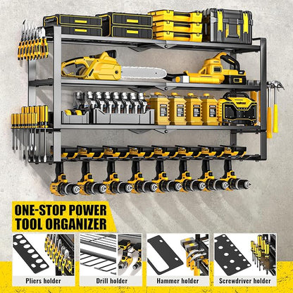 Large Power Tool Organizer Wall Mount, Heavy Duty Metal Tool Storage Rack Loads - Image 4