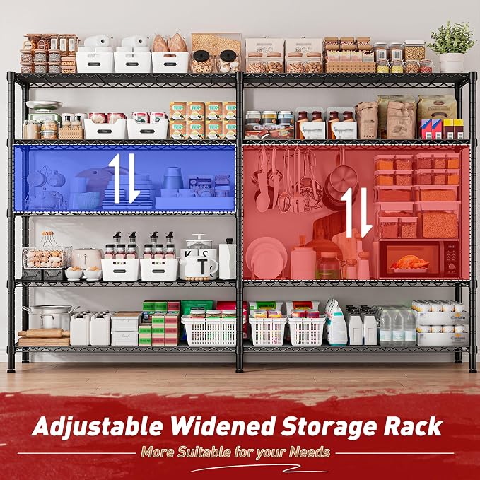 REIBII 73''W Storage Shelves Load 1650 LBS Metal Shelving 5-Tier Adjustable - Image 8