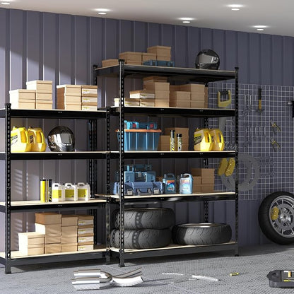 PrimeZone 2 Pack Heavy Duty Adjustable 5 Tier Garage Storage Shelves - Image 2