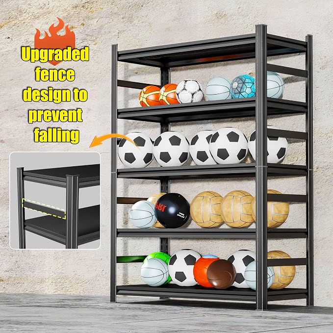 5Tier Storage Shelves, Garage Metal Shelving Unit, Double-Layer Column - Image 8