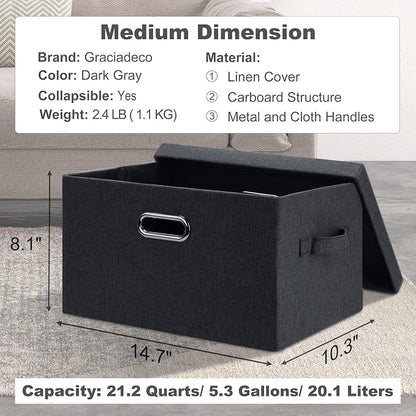 Medium 15" 21 Quart Collapsible Stackable Storage Bins - Image 2
