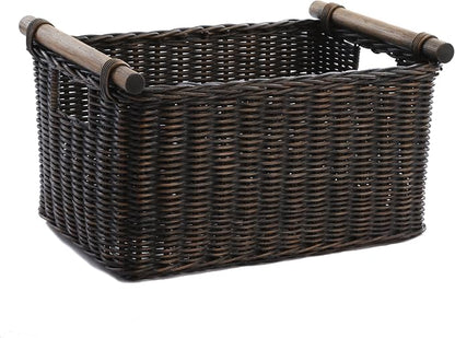 The Basket Lady Pole Handle Wicker Storage Basket, 14 in L x 10 in W x 7.5 in H by TheBasketLady